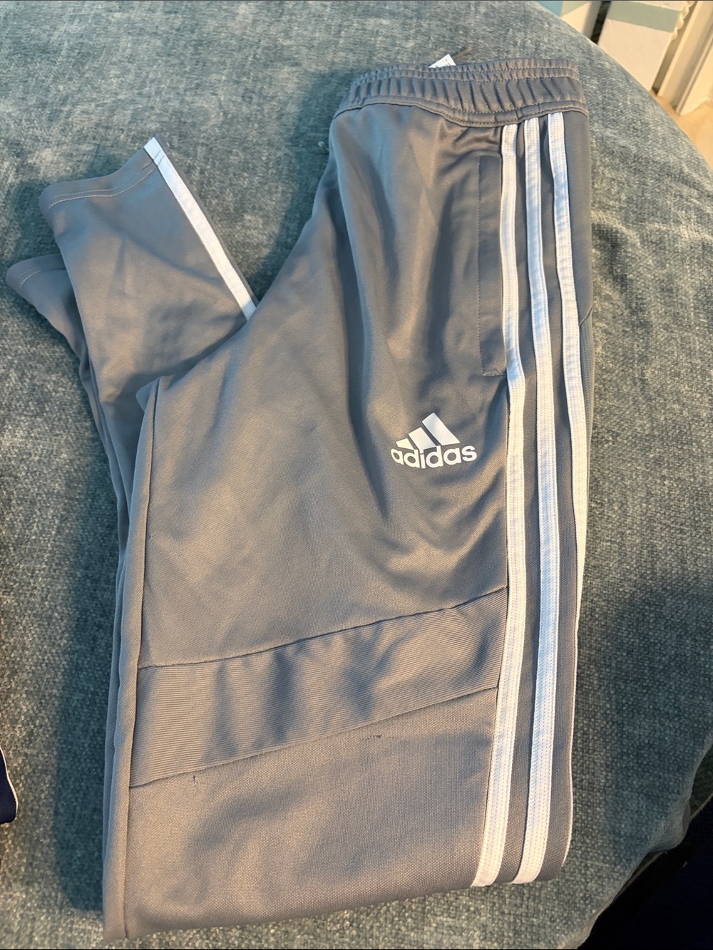adidas Kids Gray Track Pants with White 3-Stripes